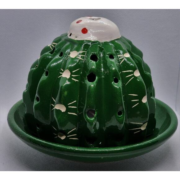 CANDLE HOLDER/VOTIVE-Cactus-Ceramic-Primitive-Unique - Picture 1 of 7